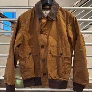Filson Brown Military Field Jacket with Durable Canvas